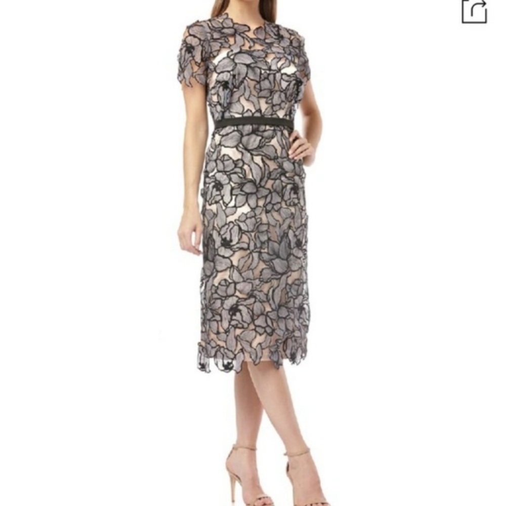 NWT JS Collections Embroidered Laser Cut Midi Dress Women's Size 2